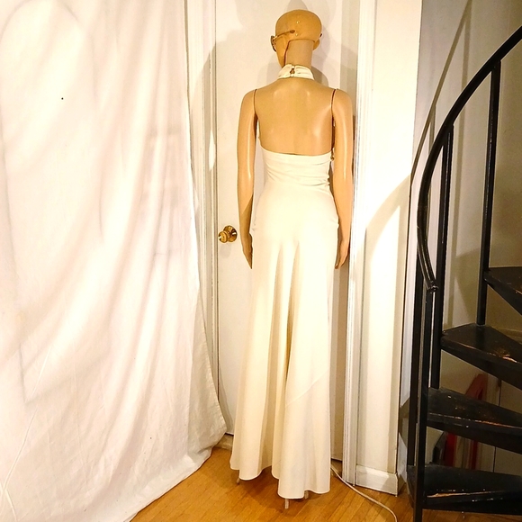 π₯ π₯ NWT Ronny Kobo Collection Ivory/Cream Sleeveless Halter Gown/Dress. - Picture 7 of 15